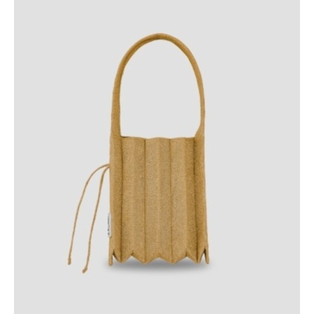 JOSEPH AND LUCY Lucky Pleats Knit Bag Gold Metallic Accordion Tote Women's Purse